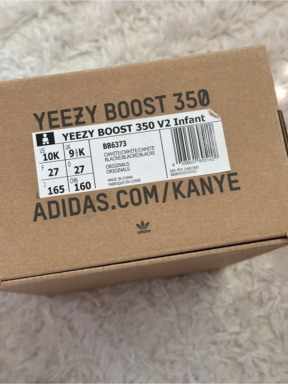 Yeezy Boost 350 v2 Infant White Knit Low-Top Sneakers size US10